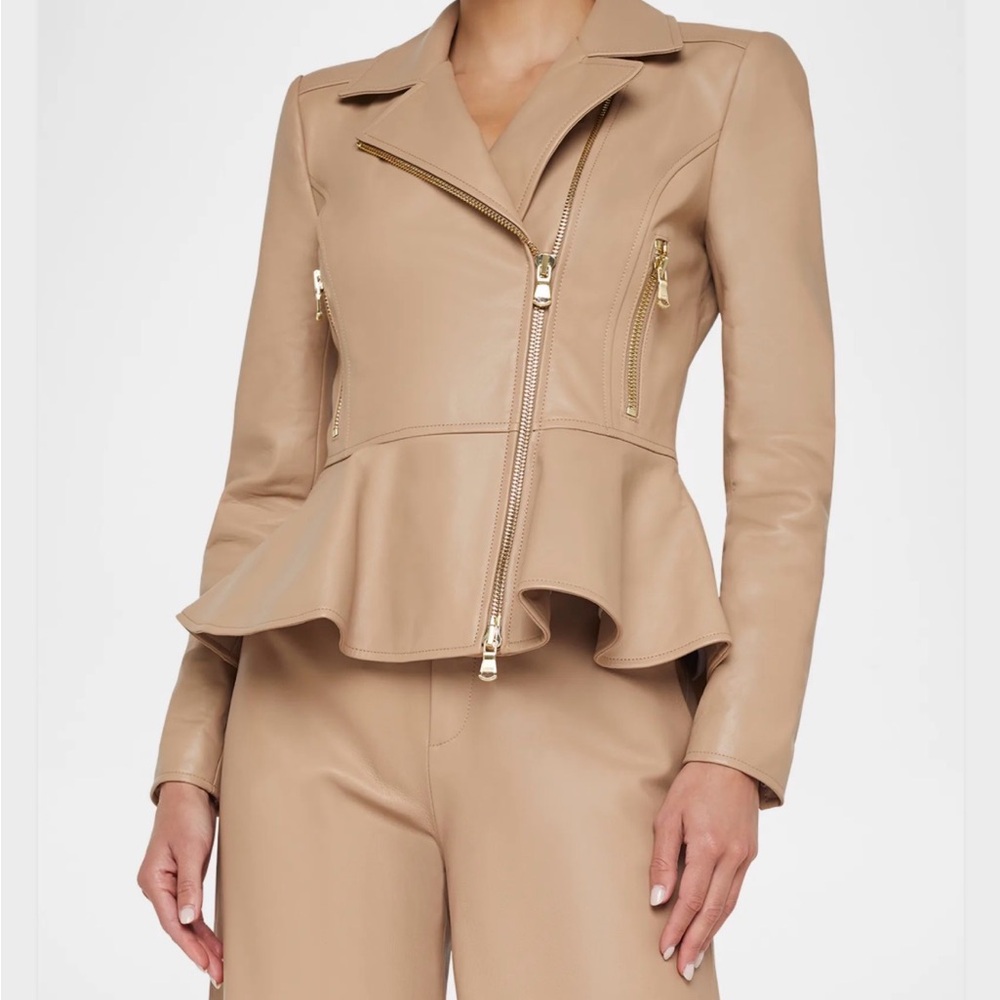 L’agence Lyric Leather Peplum Jacket $1550